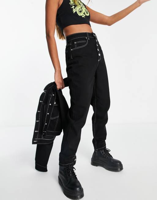 Jeans neri deals cuciture bianche