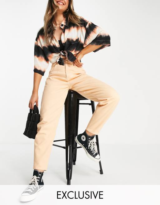 Reclaimed Vintage Inspired '92 relaxed mom jean in peach wash
