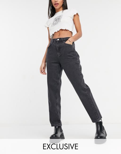 Reclaimed Vintage Inspired - 92' - Ruimvallende mom jeans in grijs met lichte distressing