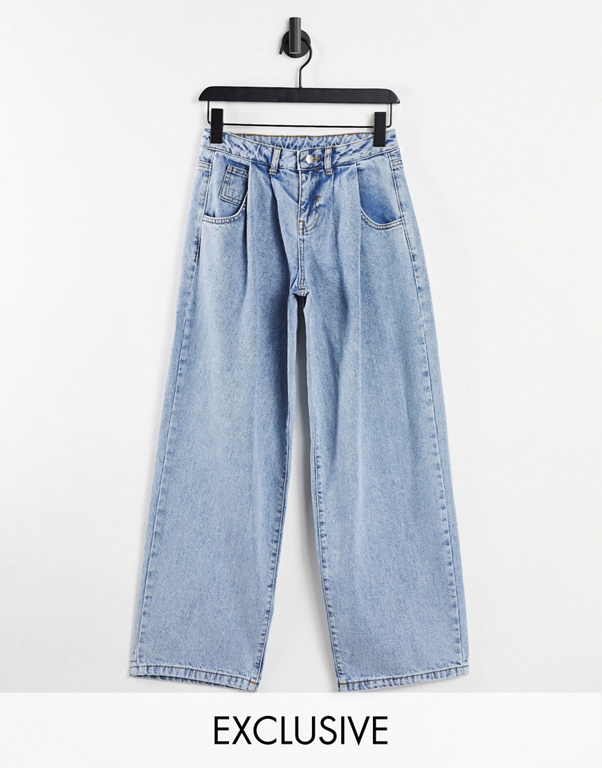 Reclaimed Vintage inspired 97' wide leg low mom jeans in blue wash-Blues