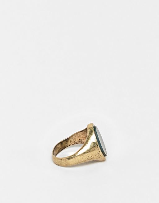 Reclaimed Vintage Inspired - Anello chevalier con pietra semipreziosa - In esclusiva per ASOS, 4 di 4