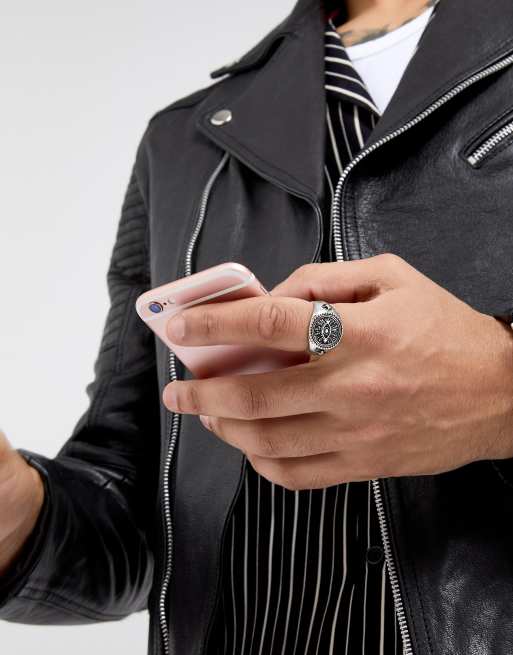 Reclaimed Vintage Inspired - Anello con sigillo a occhio argento - In esclusiva per ASOS, 3 di 4