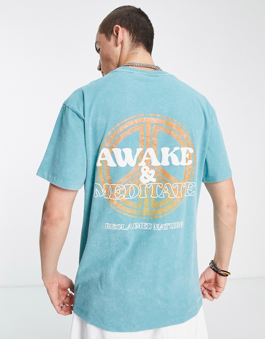 Reclaimed Vintage inspired awake graphic t-shirt in green
