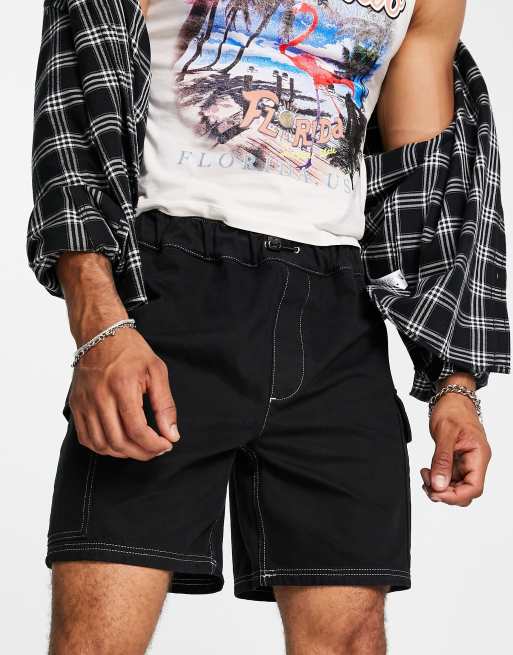 Black shorts with shop white stitching