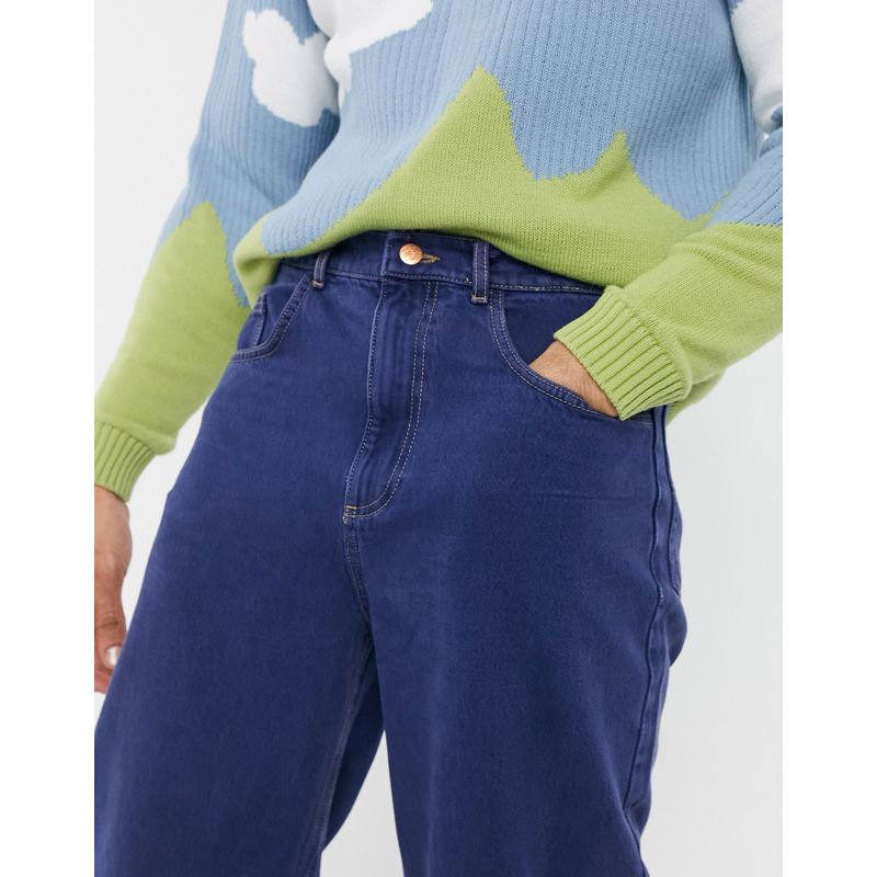 Reclaimed Vintage Inspired – Baggy-Jeans im Stil der 90er in Blau mit Arbeiterdetail