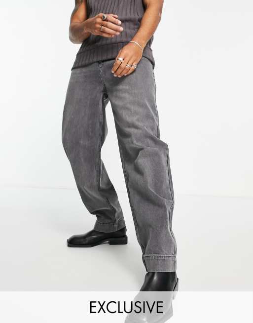 Reclaimed Vintage Inspired – Baggy-Jeans in extrem verwaschenem Schwarz im Stil der 90er