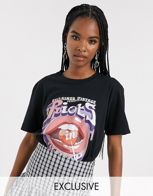 Reclaimed Vintage inspired band t-shirt with lips print