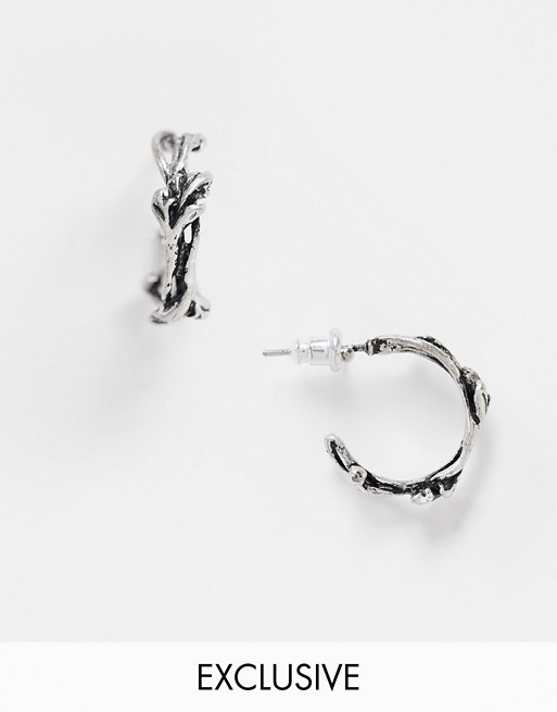 Reclaimed Vintage inspired baroque earrings in silver