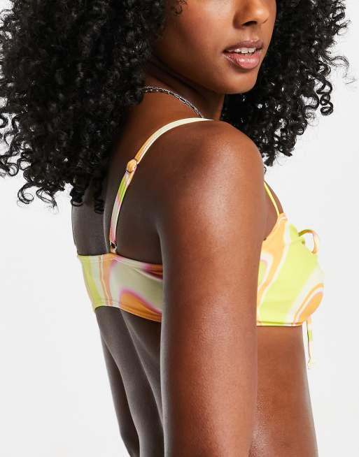 Reclaimed Vintage inspired bikini top in lemon swirl print - MULTI, 2 of 4