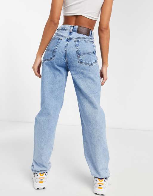 Reclaimed Vintage Inspired - Blå dad-jeans med asymmetrisk talje i 90'er-stil, 2 af 4