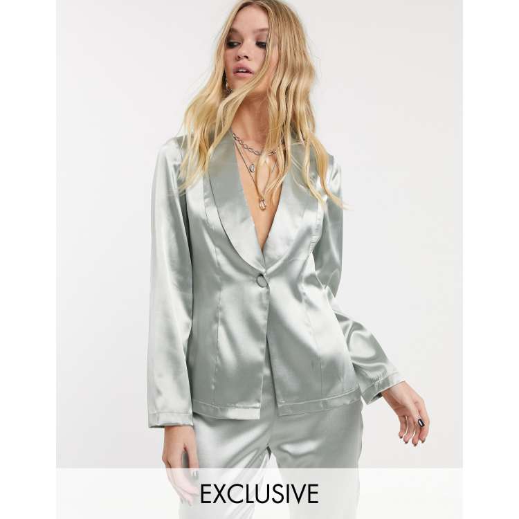 Silver suit jacket womens discount