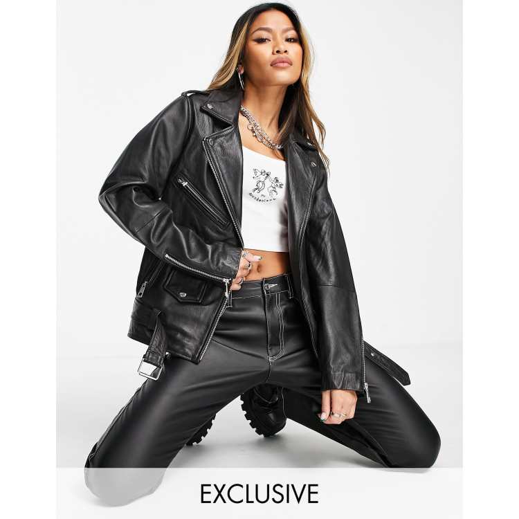 Blouson cuir top femme vintage
