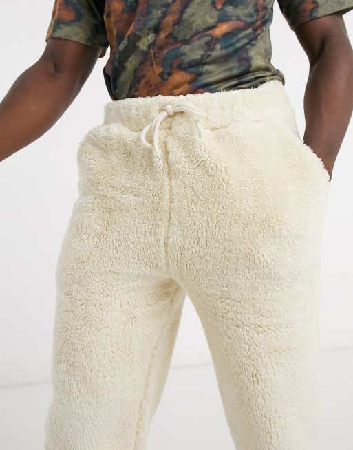 Cream clearance borg joggers