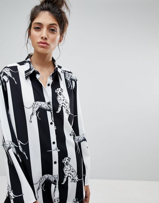 Black/White Brushed Dalmatian Shirt, WHISTLES