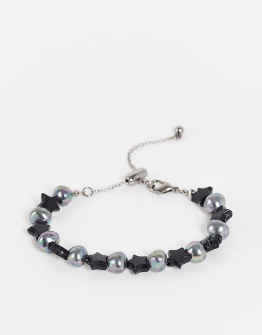 Reclaimed Vintage Inspired - Bracciale nero unisex con perline a forma di stella stile anni '90