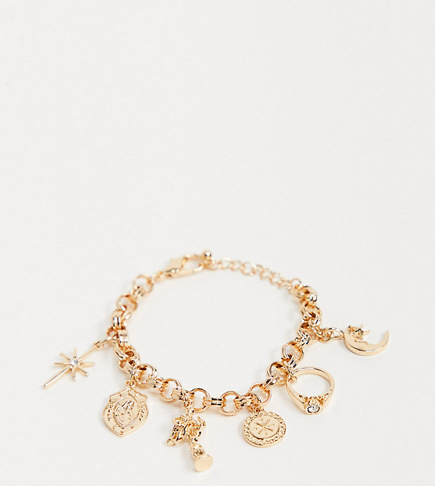 Reclaimed Vintage inspired bracelet with charms-Gold