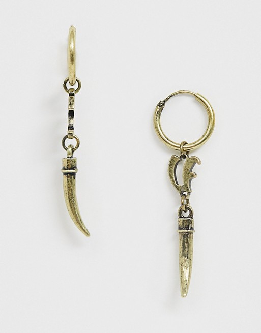 Reclaimed Vintage inspired branded drop earrings exclusive to ASOS