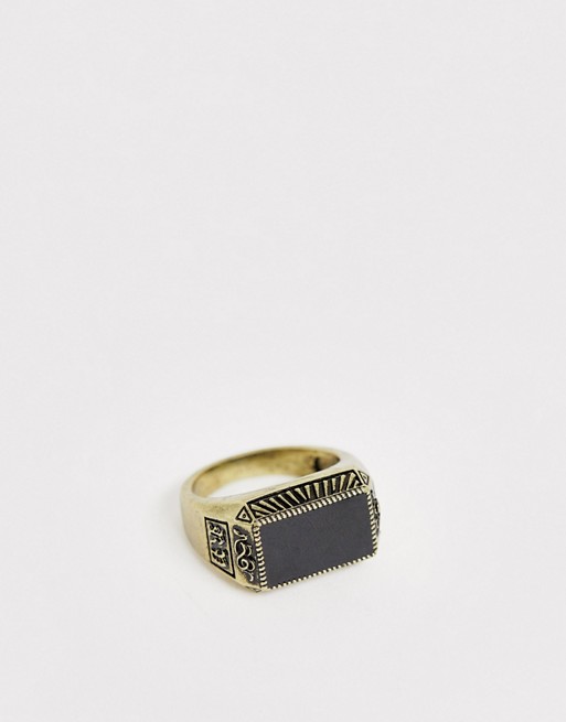 Reclaimed Vintage inspired branded ring in gold exclusive to ASOS