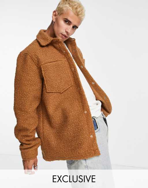 Reclaimed Vintage – Inspired – Brun skjortjacka i teddy
