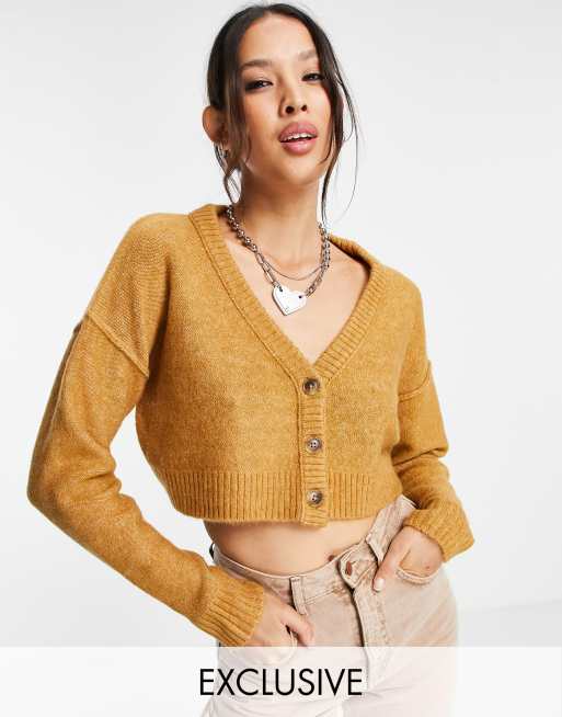 Reclaimed Vintage inspired button up cardigan in camel