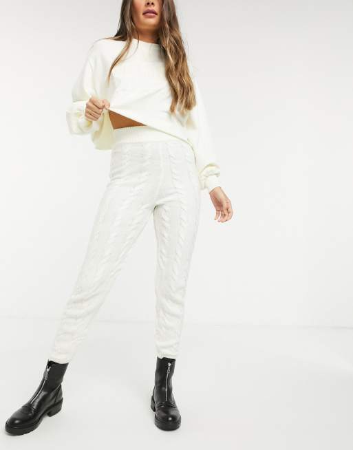 Cream knit joggers best sale