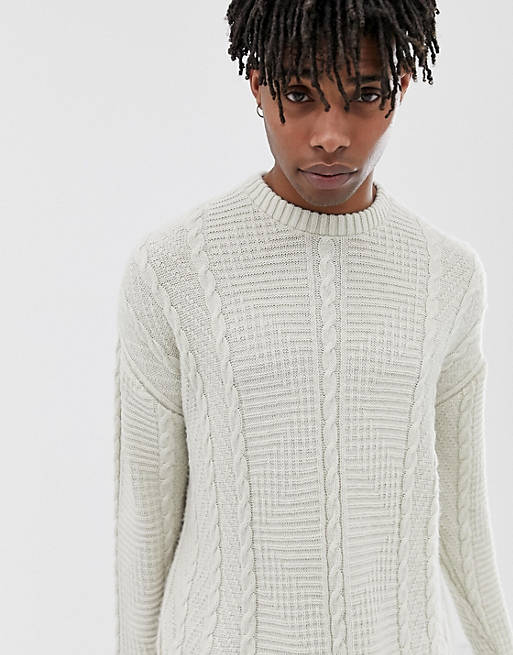 Reclaimed Vintage inspired cable knit jumper in cream | ASOS
