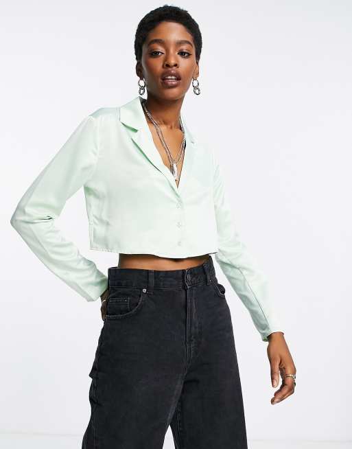 Reclaimed Vintage Inspired - Camicia verde in raso in coordinato, 3 di 4