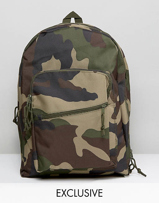 Reclaimed Vintage Inspired Camo Backpack In Green