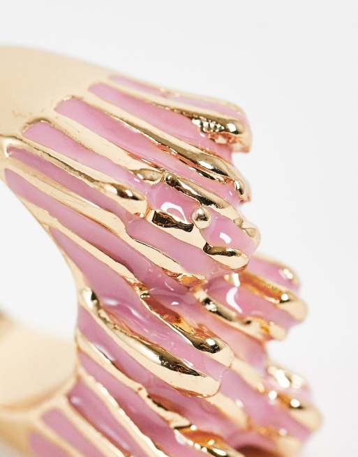 Reclaimed Vintage Inspired candy stripe gummy bear ring in gold | ASOS