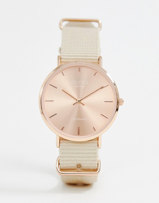 Reclaimed Vintage Inspired Canvas Watch In Beige 36mm Exclusive To ASOS