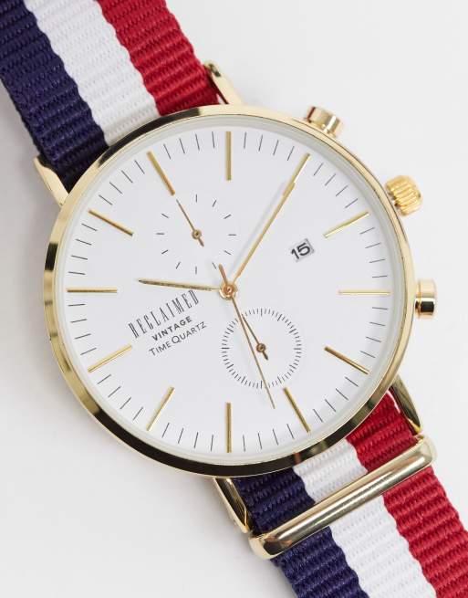Reclaimed Vintage inspired canvas watch in stripe