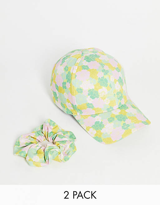 Reclaimed Vintage inspired cap and scrunchie pack in floral print