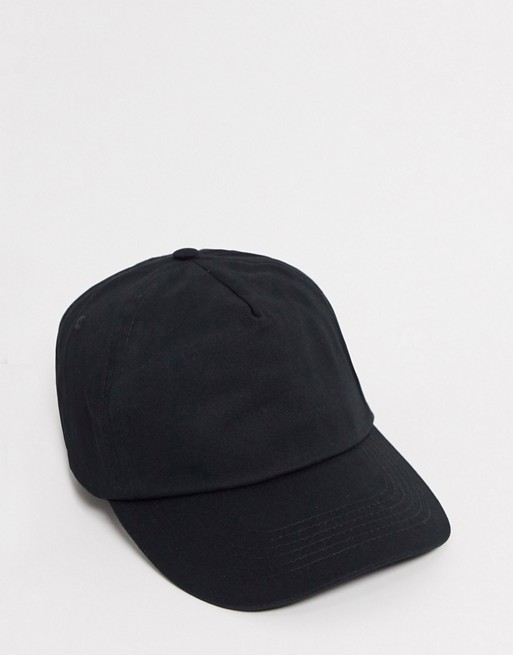 Reclaimed Vintage inspired cap with back logo embroidery in black