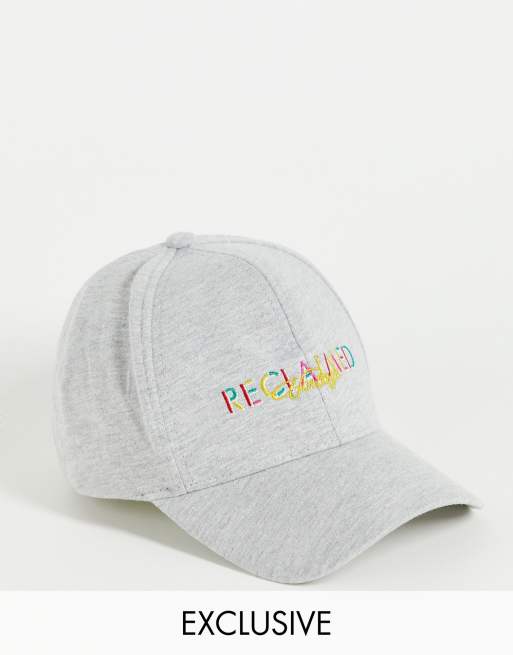 Reclaimed Vintage Inspired - Cappellino unisex grigio mélange con logo arcobaleno