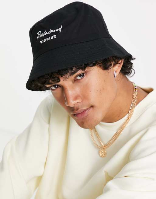 Reclaimed Vintage Inspired - Cappello da pescatore con logo ricamato nero, 3 di 4