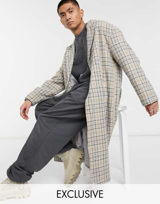 Reclaimed Vintage Inspired Cappotto Lungo A Quadri Unisex Stile Heritage Evesham Nj