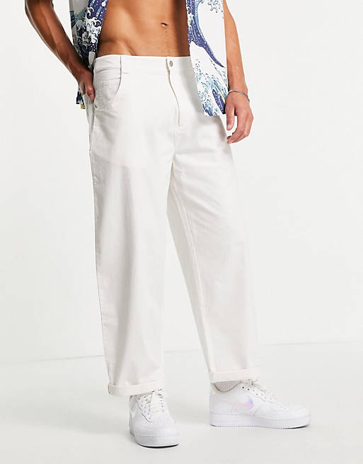  Reclaimed Vintage inspired casual relaxed trouser in ecru 
