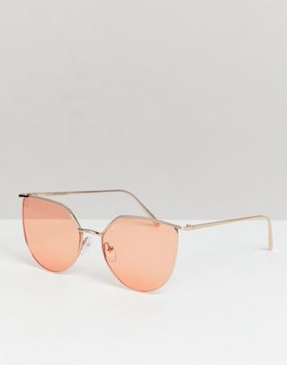 Reclaimed Vintage – Inspired – Cateye-solglasögon med röda glas-Silver