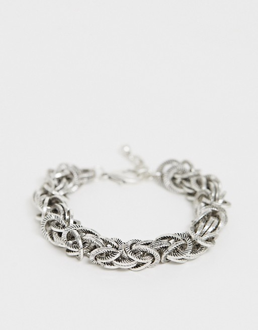 Reclaimed Vintage inspired chain interest bracelet in burnished silver exclusive to ASOS