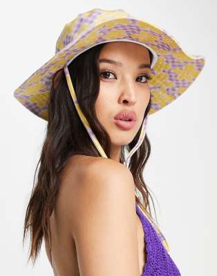 Reclaimed Vintage Inspired - Chapeau style safari à fleurs - Violet