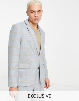 Reclaimed Vintage inspired check blazer in blue check - ASOS Price Checker