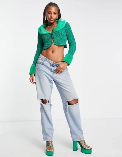 Green chenille cardigan store