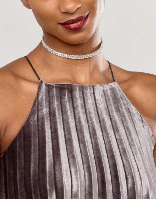 Reclaimed Vintage Inspired - Choker met 2 rijen en siersteentjes