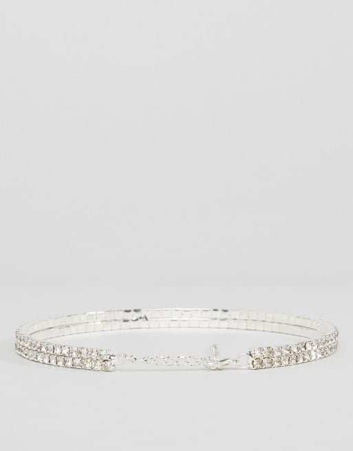 Reclaimed Vintage Inspired - Choker met 2 rijen en siersteentjes, 4 van 4