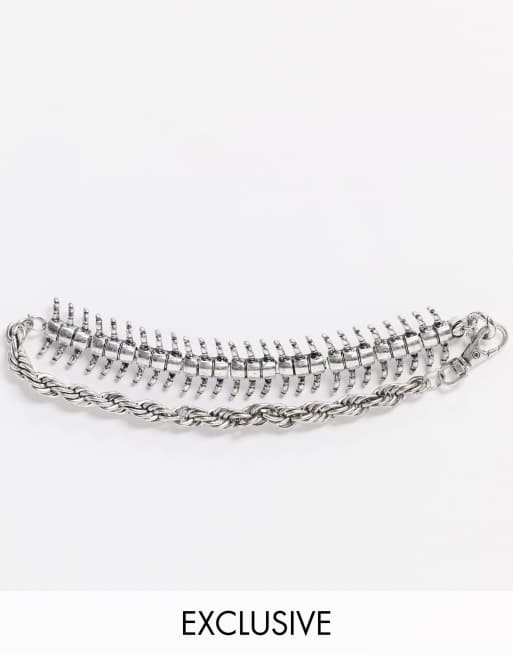Reclaimed Vintage Inspired choker neckchain in centipede design in