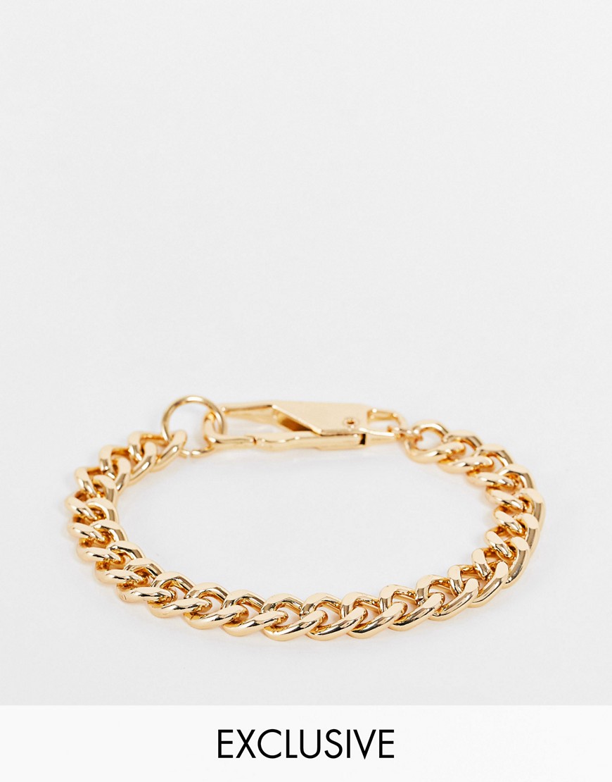 Reclaimed Vintage inspired chunky chain bracelet with carabiner clasp in gold