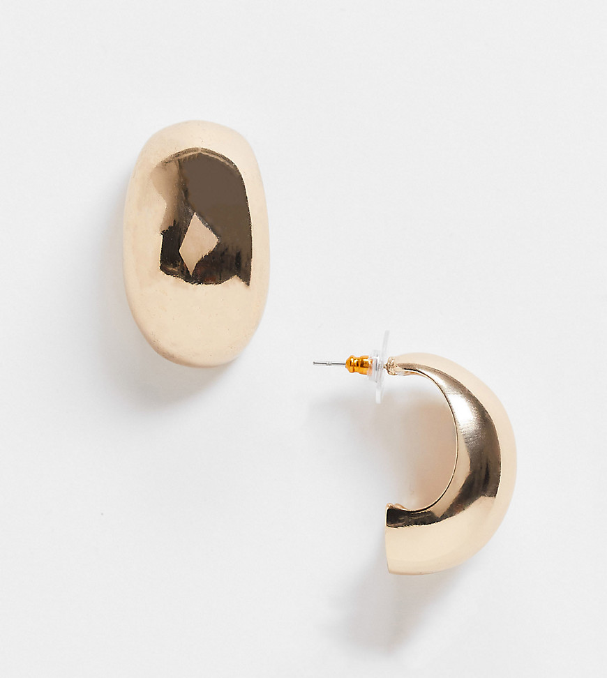 Reclaimed Vintage inspired chunky gold hoop earrings