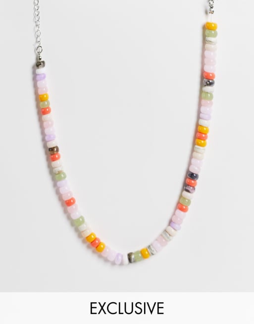 Reclaimed Vintage inspired chunky necklace in pink tone beads