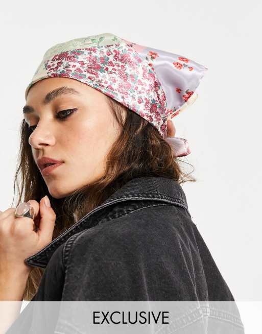 Reclaimed Vintage Inspired – Chustka na głowę w patchworkowy kwiatowy wzór