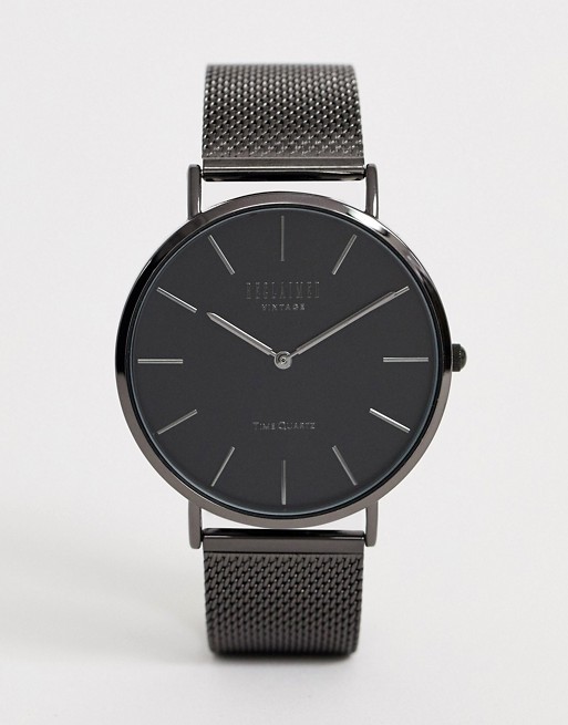 Reclaimed Vintage Inspired classic mesh strap watch in black exclusive to ASOS